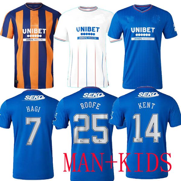 23 24 glasgow rangers soccer jerseys 2023 2024 home away third sakala kent tavernier morelos colak hogan 3rd football shirt men kids kit set, Black;yellow