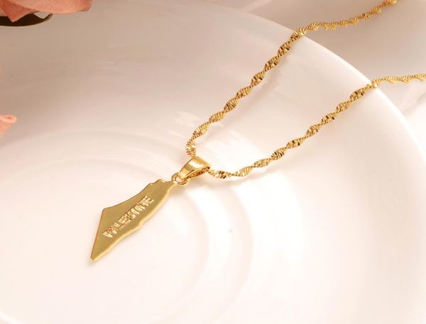 gold palestine map national flag pendant necklace for women men country map jewelry gifts1692166, Black
