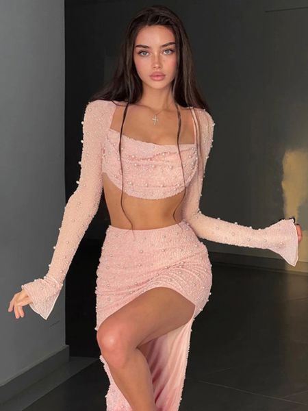 two piece dress elegant pearl skirts two piece sets evening party dress sets fashion square collar and skinny midi skirts suits 230720, White
two piece dress elegant pearl skirts two piece sets evening party dress sets fashion square collar and skinny midi skirts suits 230720, White