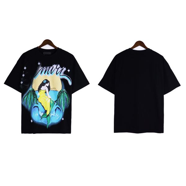 us size t shirts tees short sleeve tee mermaid print t-shirts suprior cotton casual tee autumn new, Black;brown