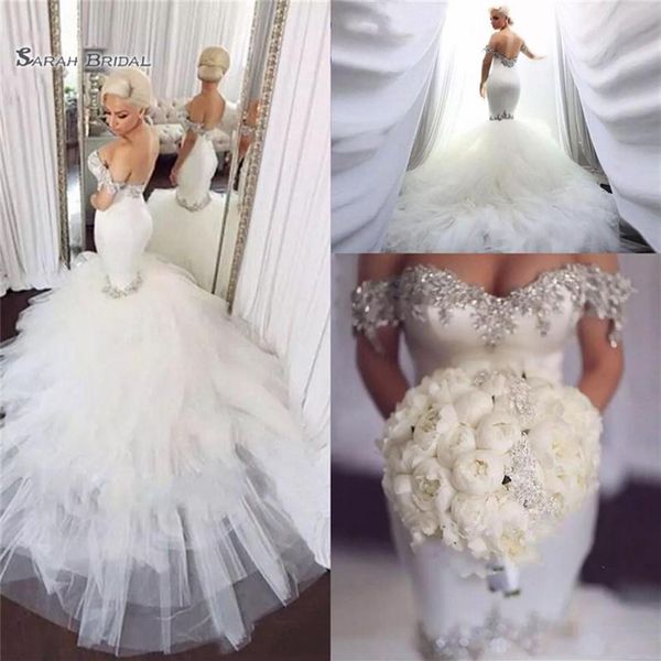 sparkly elegant mermaid wedding dresses crystal beaded tulle puffy african bridal gowns plus size vestidos de novia283d, Black
sparkly elegant mermaid wedding dresses crystal beaded tulle puffy african bridal gowns plus size vestidos de novia283d, Black