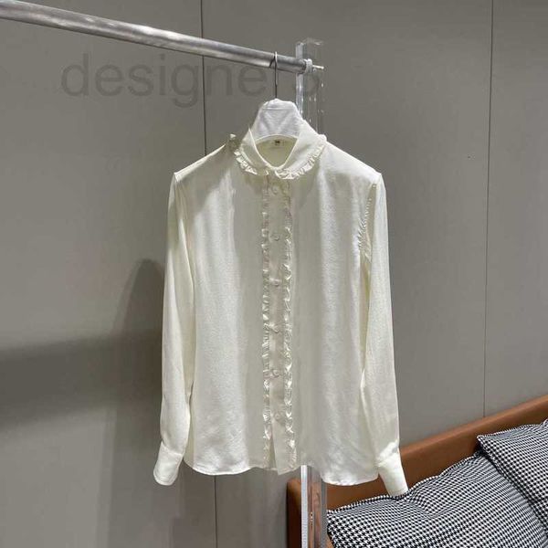 women's blouses & shirts designer 23 summer new sweet style playful age reducing temperament lace ruffle design breathable long sleeve, White
women's blouses & shirts designer 23 summer new sweet style playful age reducing temperament lace ruffle design breathable long sleeve, White