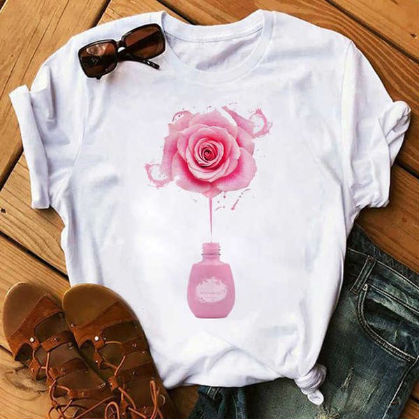 colorful nail polish printed nail enhancement pattern blouse short sleeved women's t-shirt short sleeved, White
colorful nail polish printed nail enhancement pattern blouse short sleeved women's t-shirt short sleeved, White