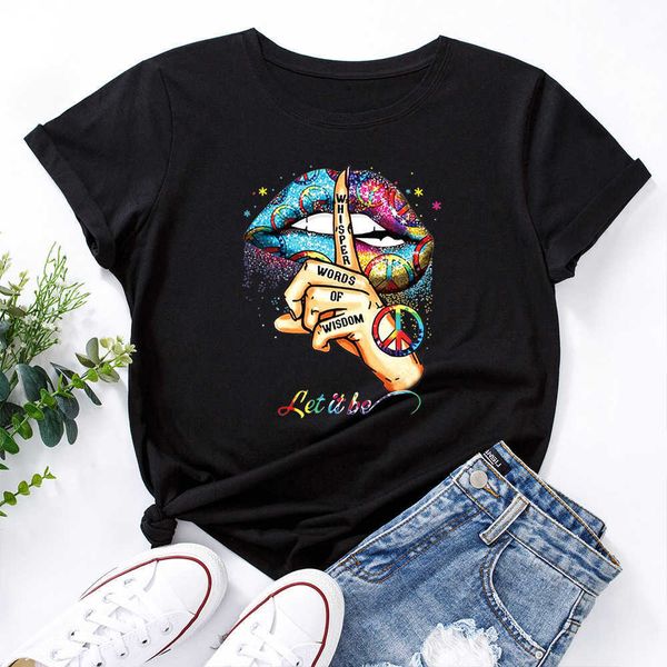 new women's creative lip print pattern loose round neck summer short sleeve t-shirt for women, White
new women's creative lip print pattern loose round neck summer short sleeve t-shirt for women, White