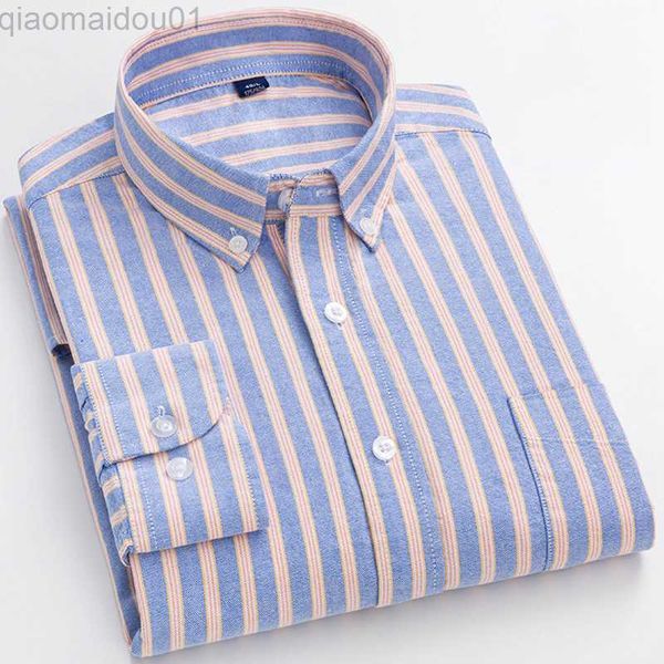 men's casual shirts men's casual long sleeve plaid striped oxford shirts single patch pocket comfortable cotton standard-fit butto, White;black 
men's casual shirts men's casual long sleeve plaid striped oxford shirts single patch pocket comfortable cotton standard-fit butto, White;black