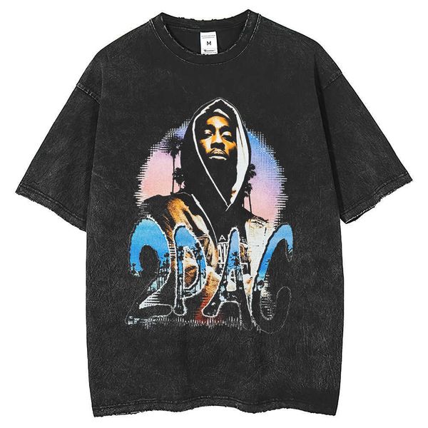 2pac portrait t-shirt printed washed old short sleeve men's and women's fashion brand hip hop loose t-shirt american street appare, White;black
2pac portrait t-shirt printed washed old short sleeve men's and women's fashion brand hip hop loose t-shirt american street appare, White;black