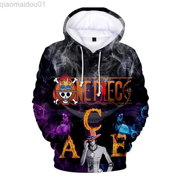 men's hoodies sweatshirts one piece monkey d luffy 3d print hoodies men/women ace anime hoodie sweatshirt harajuku brand clothing hip h, Black