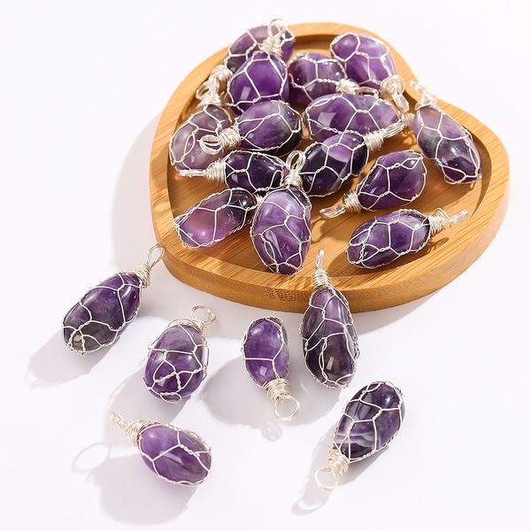 natural amethyst stone hand copper wire wrap pendant crystal charms for necklace earrings jewelry making accessory, Bronze;silver
natural amethyst stone hand copper wire wrap pendant crystal charms for necklace earrings jewelry making accessory, Bronze;silver