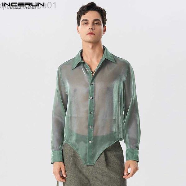 men's casual shirts 2023 fashion men irregular shirt mesh transparent shiny lapel long sleeve shirts streetwear party men clothing s-5x, White;black
men's casual shirts 2023 fashion men irregular shirt mesh transparent shiny lapel long sleeve shirts streetwear party men clothing s-5x, White;black