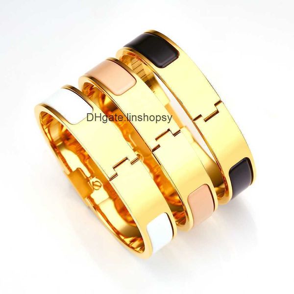 direct broadcast straight enamel bracelet 12mm aijia h letter titanium steel enamel h, Black
direct broadcast straight enamel bracelet 12mm aijia h letter titanium steel enamel h, Black