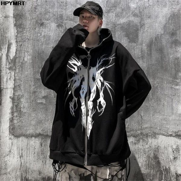 men's hoodies sweatshirts men punk pattern printed zipper ribbon hooded sweatshirt jacket hip hop casual oversized hoodies coat streetw, Black
men's hoodies sweatshirts men punk pattern printed zipper ribbon hooded sweatshirt jacket hip hop casual oversized hoodies coat streetw, Black