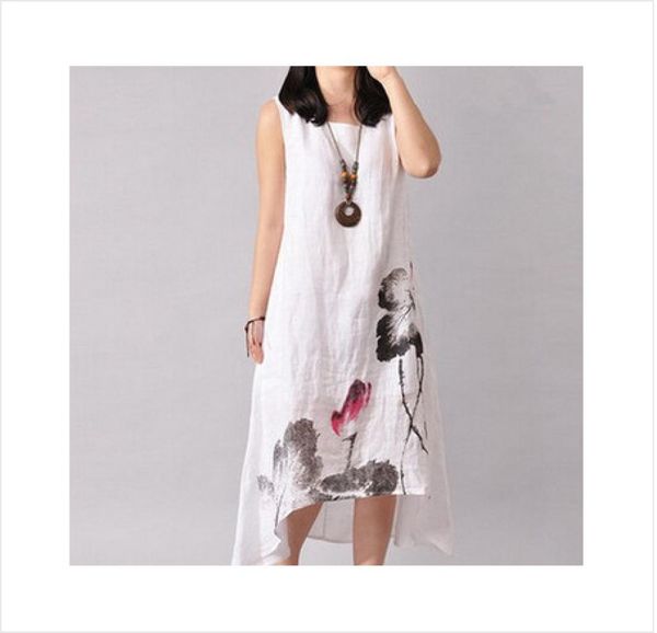 2017 women plus size loose dresses linen dress loose oneck summer without sleeves vintage style flower printed long dress in dra2817796, Black;gray
2017 women plus size loose dresses linen dress loose oneck summer without sleeves vintage style flower printed long dress in dra2817796, Black;gray