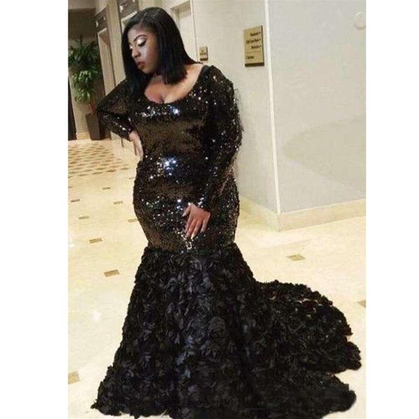 black sequins mermaid evening dresses scoop neck with hand made flowers long sleeve plus size prom gowns robe de soiree266p, Black;red
black sequins mermaid evening dresses scoop neck with hand made flowers long sleeve plus size prom gowns robe de soiree266p, Black;red