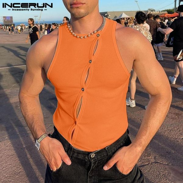men tank incerun fashion men solid o neck sleeveless hollow out button fitness male vests 2023 streetwear clothing 5xl 230721, White;black
men tank incerun fashion men solid o neck sleeveless hollow out button fitness male vests 2023 streetwear clothing 5xl 230721, White;black