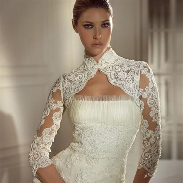 lace appliques long sleeve wedding jackets new arrival fast delivery beaded high neck bridal wraps jacket bolero for beauty br251c, White
lace appliques long sleeve wedding jackets new arrival fast delivery beaded high neck bridal wraps jacket bolero for beauty br251c, White