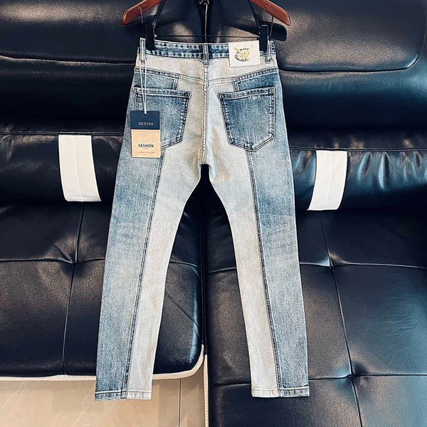high end quality baby blue ripped jeans men's spring and autumn fashion ins high street ruffian handsome splicing slim leg pants
high end quality baby blue ripped jeans men's spring and autumn fashion ins high street ruffian handsome splicing slim leg pants