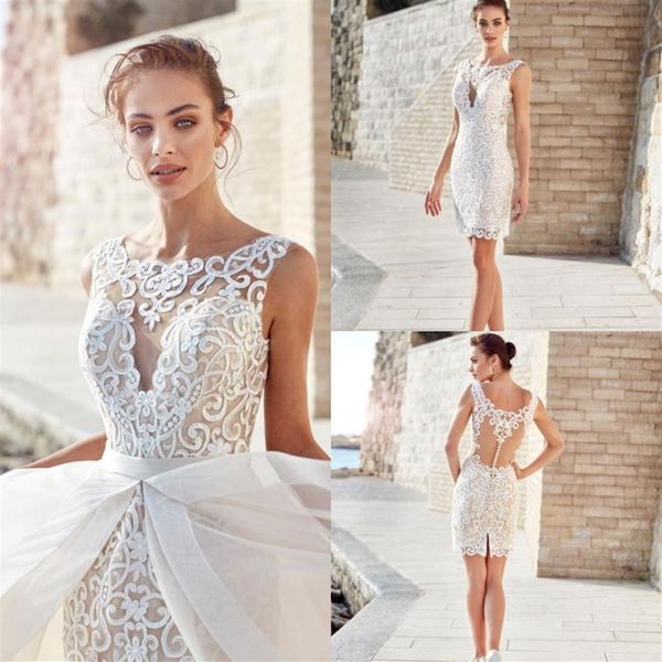eddy k 2019 short split wedding dresses with detachable skirt full lace jewel neck boho beach wedding dress bridal gowns vestido d303e, White
eddy k 2019 short split wedding dresses with detachable skirt full lace jewel neck boho beach wedding dress bridal gowns vestido d303e, White