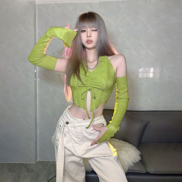 women's t-shirt avocado green halter drawstring women slim fit all-match t-shirts split oversleeve y2k e-girl two piece sets 230721, White
women's t-shirt avocado green halter drawstring women slim fit all-match t-shirts split oversleeve y2k e-girl two piece sets 230721, White