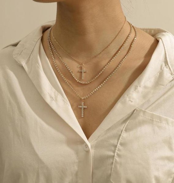 pendant necklaces multi layer shiny crystal cross necklace luxurious rhinestones female jewelry punk hip hop neck collar gift7609227, Silver
pendant necklaces multi layer shiny crystal cross necklace luxurious rhinestones female jewelry punk hip hop neck collar gift7609227, Silver