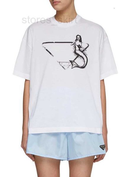 women's t-shirt designer spring summer new pup pull letter mermaid graffiti print super versatile loose round neck backed short sleeve, White
women's t-shirt designer spring summer new pup pull letter mermaid graffiti print super versatile loose round neck backed short sleeve, White