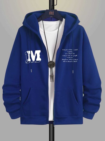 men 's fashion hypemode men 1pc slogan graphic zip up drawstring hoodie, White;black
men 's fashion hypemode men 1pc slogan graphic zip up drawstring hoodie, White;black
