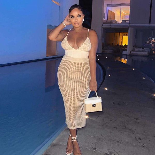 summer women s dresses fashion sling bare back jumpsuit hollow knitted skirt suit, White
summer women s dresses fashion sling bare back jumpsuit hollow knitted skirt suit, White
