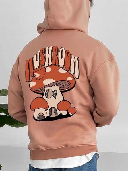 men 's fashion hypemode men mushroom letter graphic shoulder drawstring hoodie, White;black
men 's fashion hypemode men mushroom letter graphic shoulder drawstring hoodie, White;black