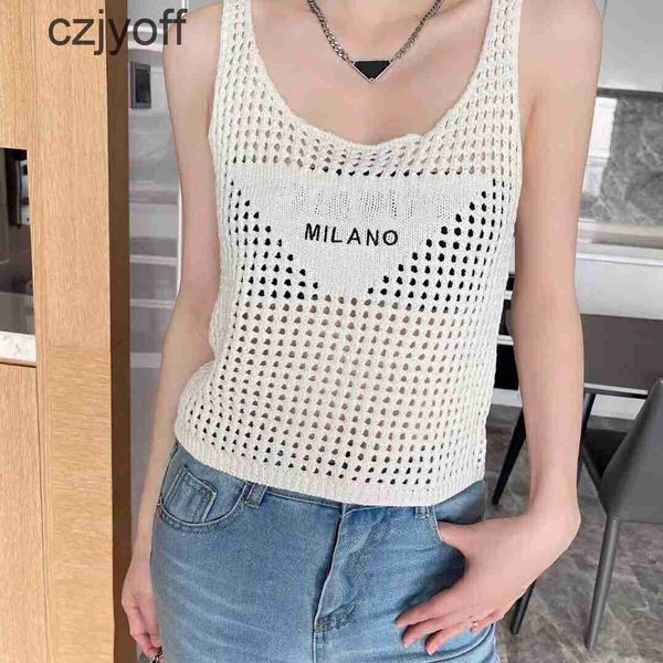 womens knits tees fashion knitted vest designer womens knits wear triangular badge hollow front letter sleeveless tshirt embroidery loose co, White
womens knits tees fashion knitted vest designer womens knits wear triangular badge hollow front letter sleeveless tshirt embroidery loose co, White