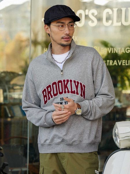 men 's fashion dazy men letter graphic shoulder sweatshirt, White;black