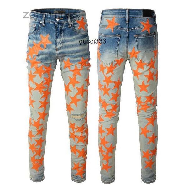 high amirly designer men's jeans pants jeean trendjeans five-pointed star splice fashion jeans high technology elastic slim street vwuq, Blue
high amirly designer men's jeans pants jeean trendjeans five-pointed star splice fashion jeans high technology elastic slim street vwuq, Blue