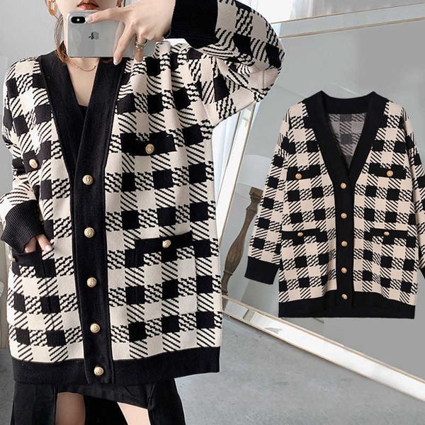 autumn and winter 2023 new knitted sweater women's cardigan korean versatile loose net red small fragrant houndstooth coat, White;black
autumn and winter 2023 new knitted sweater women's cardigan korean versatile loose net red small fragrant houndstooth coat, White;black