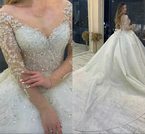 sparkly crystal wedding dress v-neck long sleeves 2023 vestido de noiva lace up pageant beading bridal gowns custom made robe de mariee, White
sparkly crystal wedding dress v-neck long sleeves 2023 vestido de noiva lace up pageant beading bridal gowns custom made robe de mariee, White