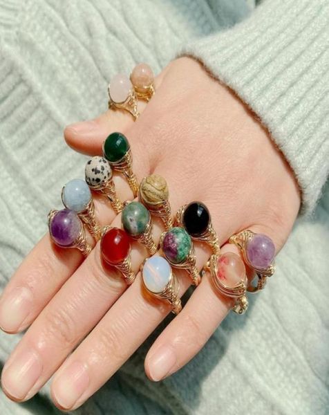 fashion natural crystal stone rings golden color wire wrap adjustable open rings for women men couple wedding ring jewelry gift2731053004, Golden;silver 
fashion natural crystal stone rings golden color wire wrap adjustable open rings for women men couple wedding ring jewelry gift2731053004, Golden;silver
