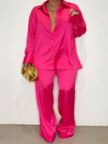 women's plus size tracksuits lw women elegant satin tracksuit two piece wide leg pants long sleeve shirt loose trousers lady matching o, Black
women's plus size tracksuits lw women elegant satin tracksuit two piece wide leg pants long sleeve shirt loose trousers lady matching o, Black