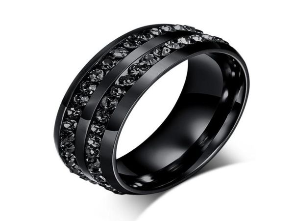 black crystal rings for women two rows female rings trendy stainless steel wedding jewelry r006bb5497440, Golden;silver
black crystal rings for women two rows female rings trendy stainless steel wedding jewelry r006bb5497440, Golden;silver