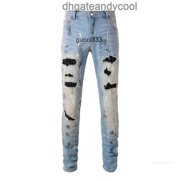 elastic amirly denim jeans designer pants man fall drilled hole washed slim fit patch fashion brand a7b7, Blue
elastic amirly denim jeans designer pants man fall drilled hole washed slim fit patch fashion brand a7b7, Blue