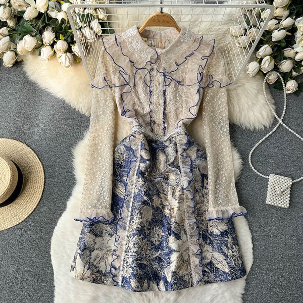 basic casual dresses new spring autumn vintage lace mesh patchwork jacquard dress women luxury flower embroidery long sleeve ruffles mini ve, Black;gray
basic casual dresses new spring autumn vintage lace mesh patchwork jacquard dress women luxury flower embroidery long sleeve ruffles mini ve, Black;gray