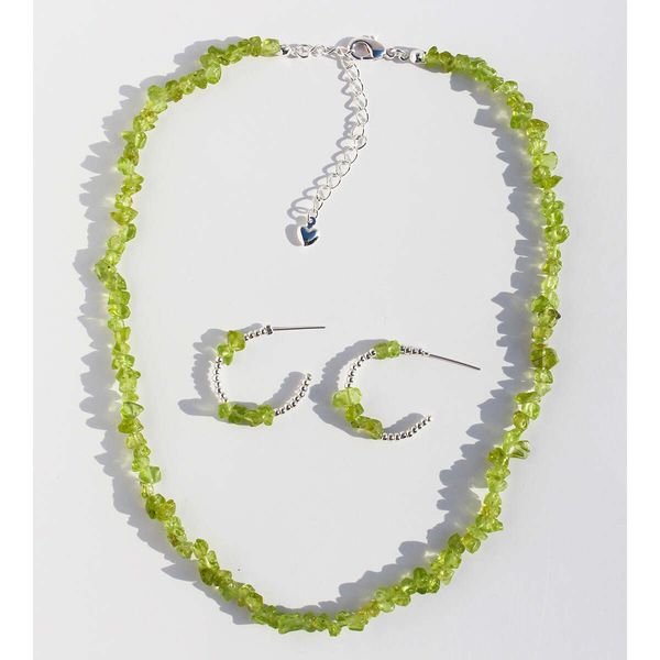 niche designer olivine beaded necklace, green natural stone bracelet, cool sier earrings, women's 876, Silver
niche designer olivine beaded necklace, green natural stone bracelet, cool sier earrings, women's 876, Silver
