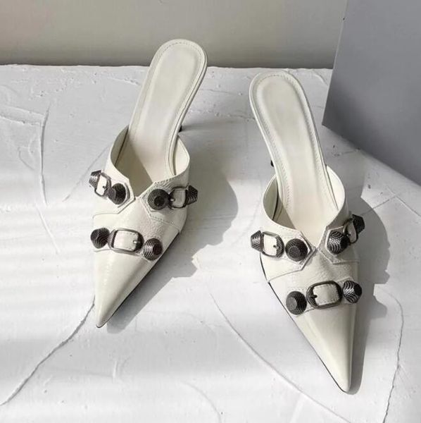 new slippers sandals studded buckle embellished shoes slip slides cowskin baotou slippers pointed toe stiletto heel luxury designers shoe fo, Black
new slippers sandals studded buckle embellished shoes slip slides cowskin baotou slippers pointed toe stiletto heel luxury designers shoe fo, Black