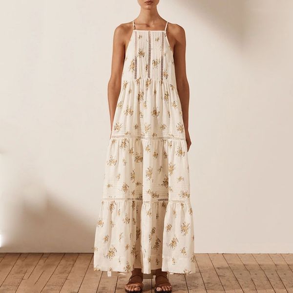 australian designer dress new women designer clothing niche vacation style pure linen print strap long dress for women, Black;gray
australian designer dress new women designer clothing niche vacation style pure linen print strap long dress for women, Black;gray