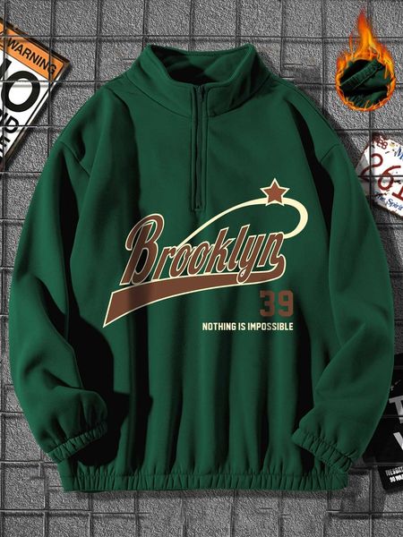 men 's fashion sporsity men letter graphic half zip sweatshirt