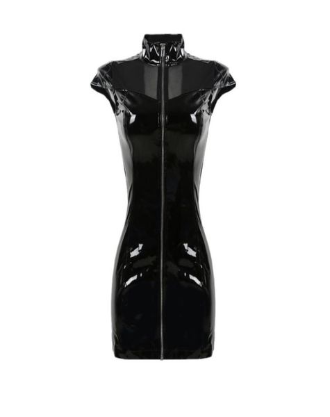 nighty high collar pvc latex faux leather fetish gothic zipper woman mini lace up clubwear black pencil dress7305577
nighty high collar pvc latex faux leather fetish gothic zipper woman mini lace up clubwear black pencil dress7305577