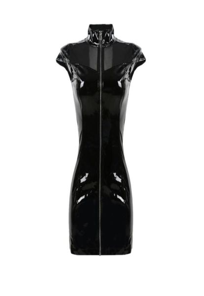 nighty high collar pvc latex faux leather fetish gothic zipper woman mini lace up clubwear black pencil dress4897593
nighty high collar pvc latex faux leather fetish gothic zipper woman mini lace up clubwear black pencil dress4897593