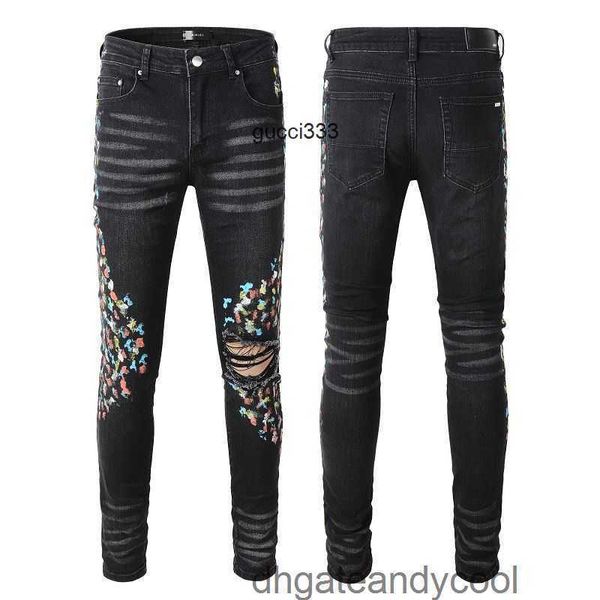 black high brand amirly paint fog denim street fashion jeans wash water designer distressed hole pants man contrast color slim fit skinny je, Blue
black high brand amirly paint fog denim street fashion jeans wash water designer distressed hole pants man contrast color slim fit skinny je, Blue