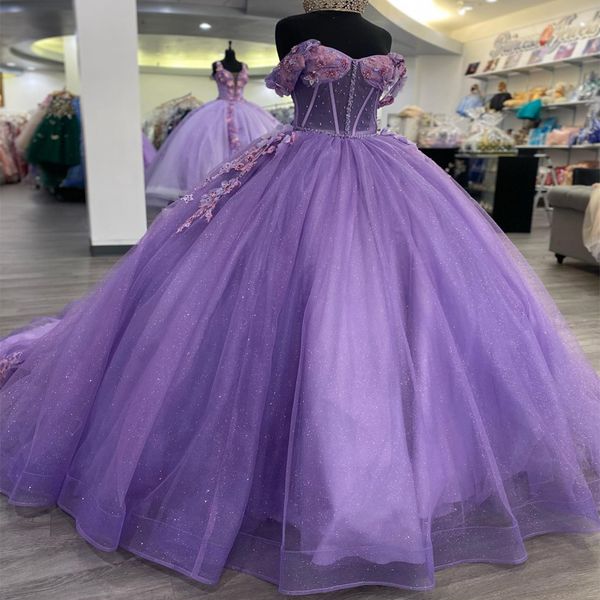 purple shiny princess ball gown quinceanera dresses 2023 off shoulder appliques crystal 3dflower vestido de 15 anos corset gowns, Blue;red
purple shiny princess ball gown quinceanera dresses 2023 off shoulder appliques crystal 3dflower vestido de 15 anos corset gowns, Blue;red