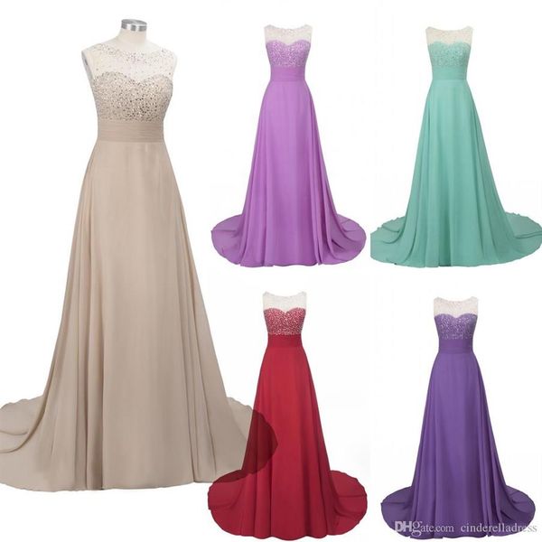 in stock long prom dresses illusion neck beads chiffon floor length bridesmaid dress party gowns cps655314s, Black
in stock long prom dresses illusion neck beads chiffon floor length bridesmaid dress party gowns cps655314s, Black