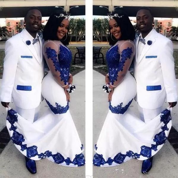 2022 new white satin royal blue lace aso ebi african prom dresses long illusion sleeves applique evening formal pageant celebrity 304e, Black
2022 new white satin royal blue lace aso ebi african prom dresses long illusion sleeves applique evening formal pageant celebrity 304e, Black