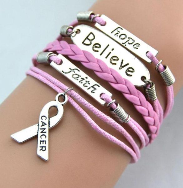 cancer awareness leather rope wrap bracelets believe faith hope breast charms vintage personality handmade wristband for women gir1197288, Golden;silver
cancer awareness leather rope wrap bracelets believe faith hope breast charms vintage personality handmade wristband for women gir1197288, Golden;silver