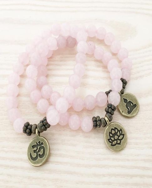 sn1107 genuine rose quartz bracelet antique brass om buddha lotus charm bracelet gift for her8437337, Black
sn1107 genuine rose quartz bracelet antique brass om buddha lotus charm bracelet gift for her8437337, Black