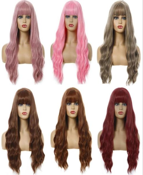 26 inches synthetic wig with bangs long wave simulation human hair soft silky wigs for women wig3472416007, Black
26 inches synthetic wig with bangs long wave simulation human hair soft silky wigs for women wig3472416007, Black